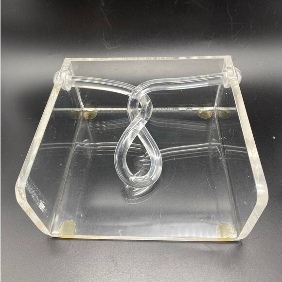 Vtg Rare 1970s Space Age Lucite Clear Napkin Holder Mod design twisted design - Picture 2 of 8